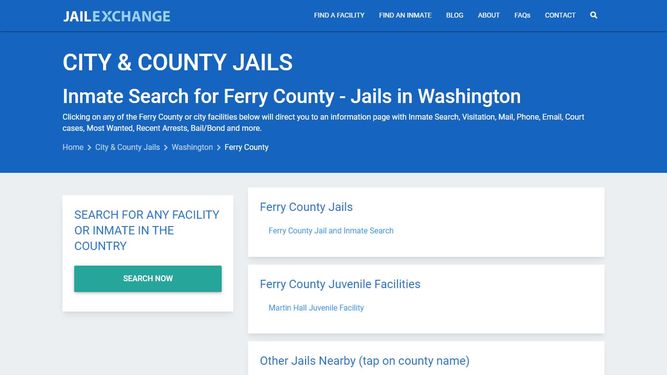 Inmate Search for Ferry County | Jails in Washington - Jail Exchange